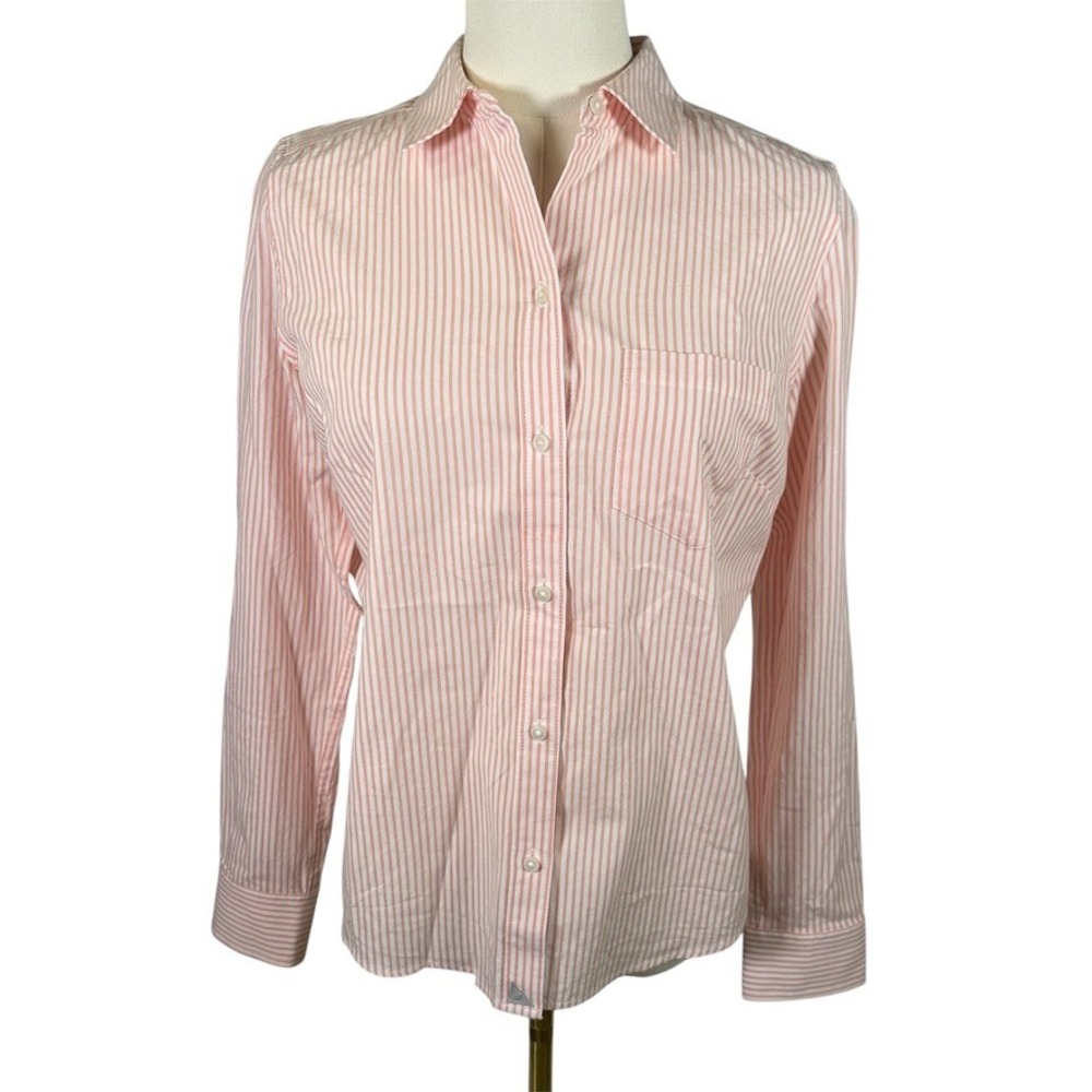 UNTUCKit Alicia Women's Size 0 Pink Striped Long Sleeve Button Down Shirt Preppy